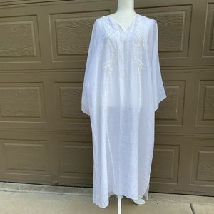 Linen Kaftan/ Dress for Women with Tube Glass Beads details